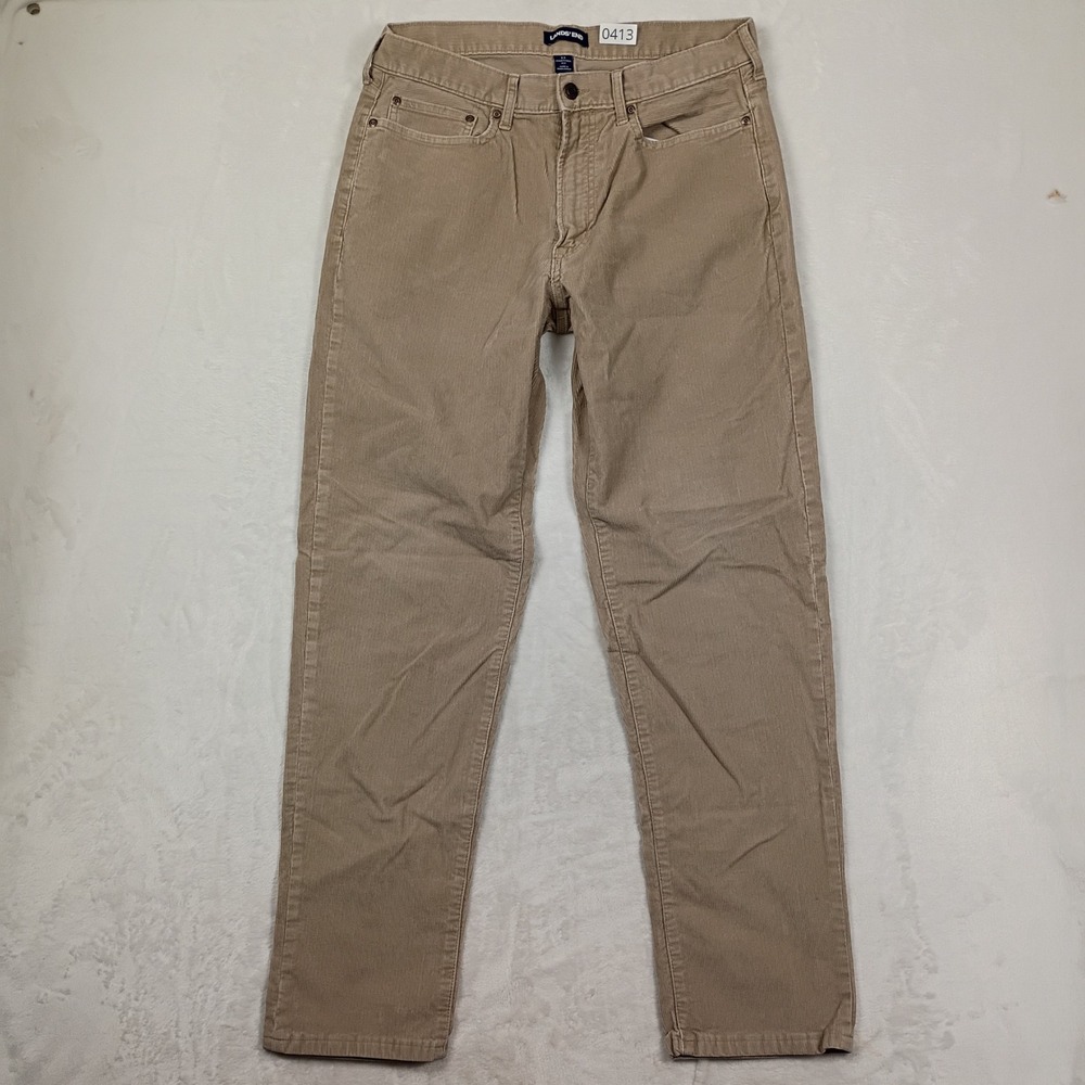 Lands' End Corduroy Pants Mens 33 Tan Traditional Fit Work Wear Outdoors‎